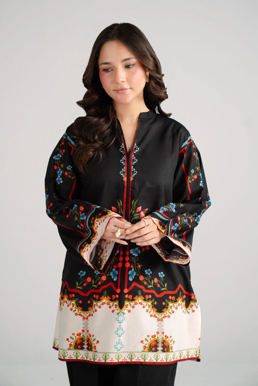 1 Piece Ethnic Printed Cambric Shirt Pret SS - 26