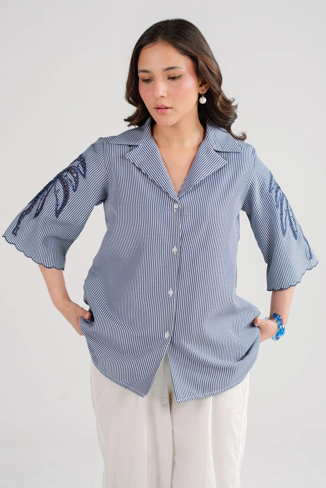 1 Piece Striped Button Down Shirt Pret SS - 26