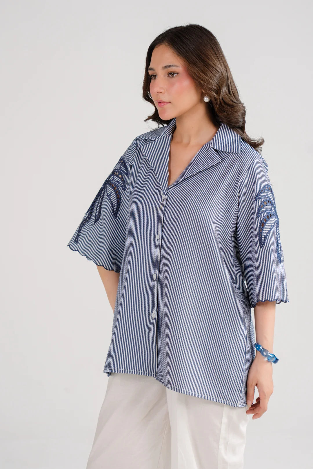 1 Piece Striped Button Down Shirt Pret SS - 26