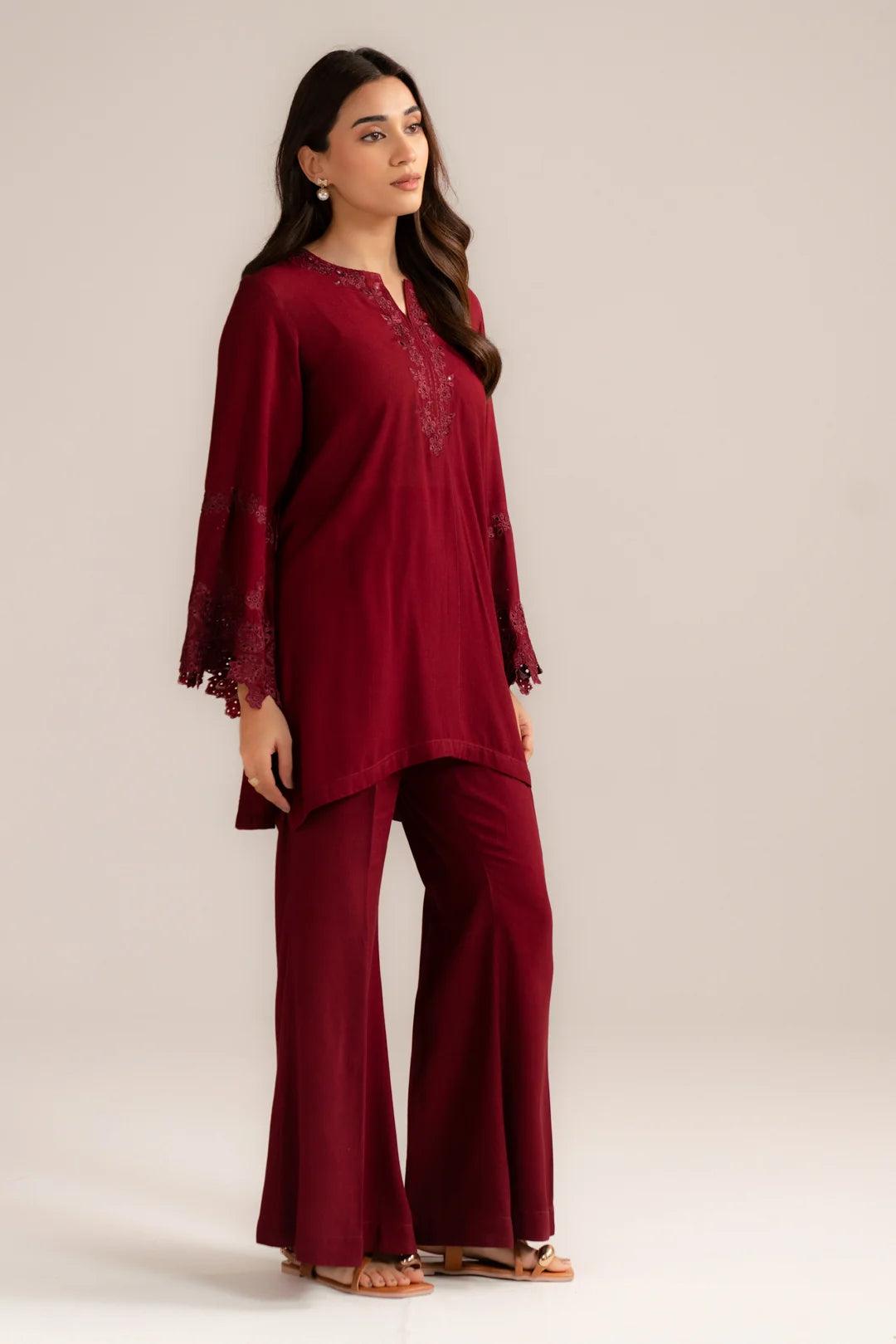 2 Piece Embroidered Linen Suit