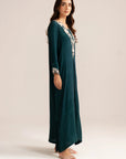 1 Piece Embroidered Raw Silk Kaftan
