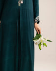 1 Piece Embroidered Raw Silk Kaftan
