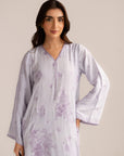 1 Piece Embroidered Raw Silk Kaftan Pret SS - 26