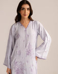 1 Piece Embroidered Raw Silk Kaftan