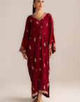 1 Piece Embroidered Raw Silk Kaftan