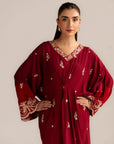 1 Piece Embroidered Raw Silk Kaftan