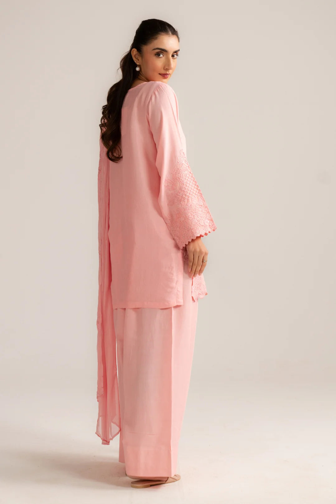3 Piece Embroidered Raw Silk Suit