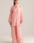 3 Piece Embroidered Raw Silk Suit