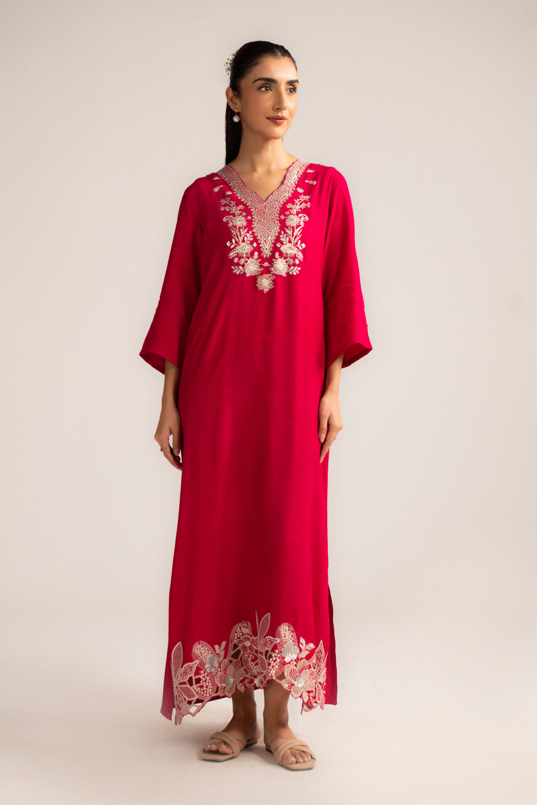 1 Piece Raw Silk Kaftan Pret SS - 26