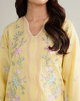 Embroidery detail yellow lawn suit women Beyond East Pakistan