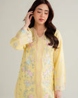 Vibrant yellow pret lawn suit women full view Beyond East Pakistan