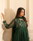 Deep green embroidered chiffon suits for women 2025