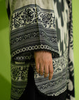 Designer-style 3pc linen suit, digital print kurta and dupatta with a solid trouser, comfortable and breathable for warm weather