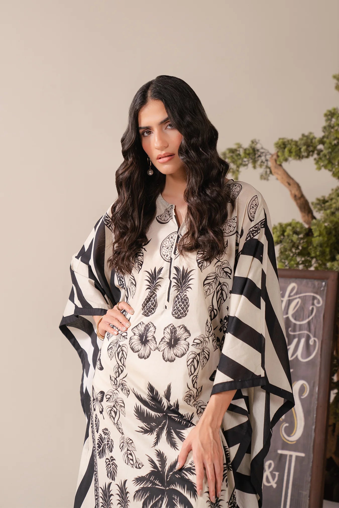 Designer Kaftan Dress in Lawn Fabric – 1 Piece Long Maxi Style for Women