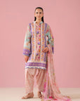 Digital printed 3 piece lawn suit with chiffon dupatta and embroidered organza border – available for women shopping fashion clothes in Talagang Chakwal