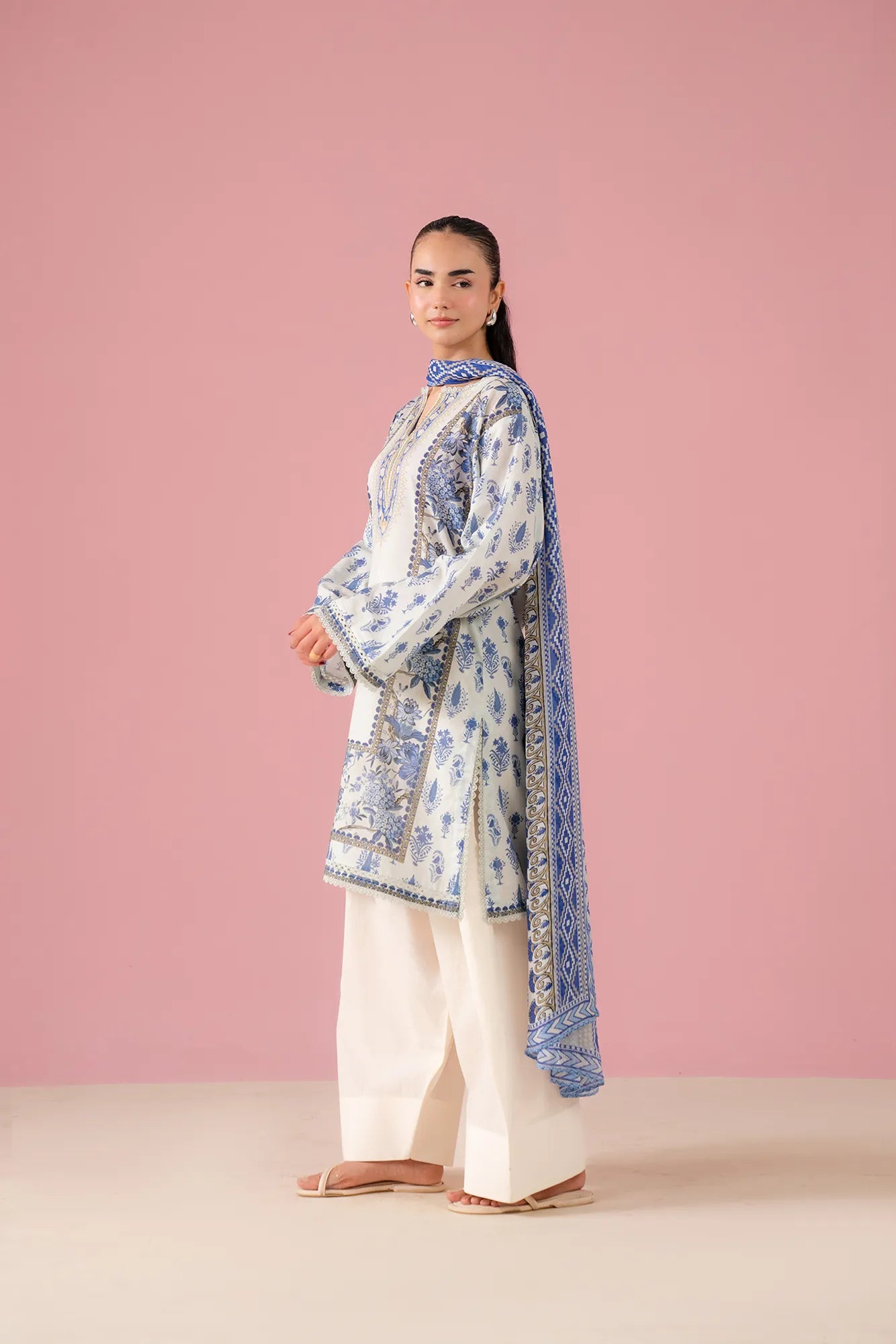 Digital printed lawn shirt with dyed cambric trouser – summer dress shopping in Bahria Town Islamabad