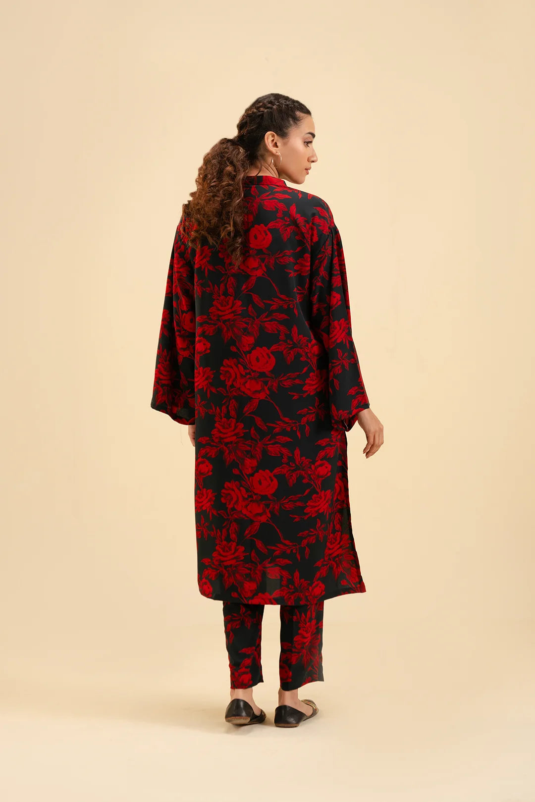 Elegant Monotone Floral Viscose 2 Piece Suit for Women
