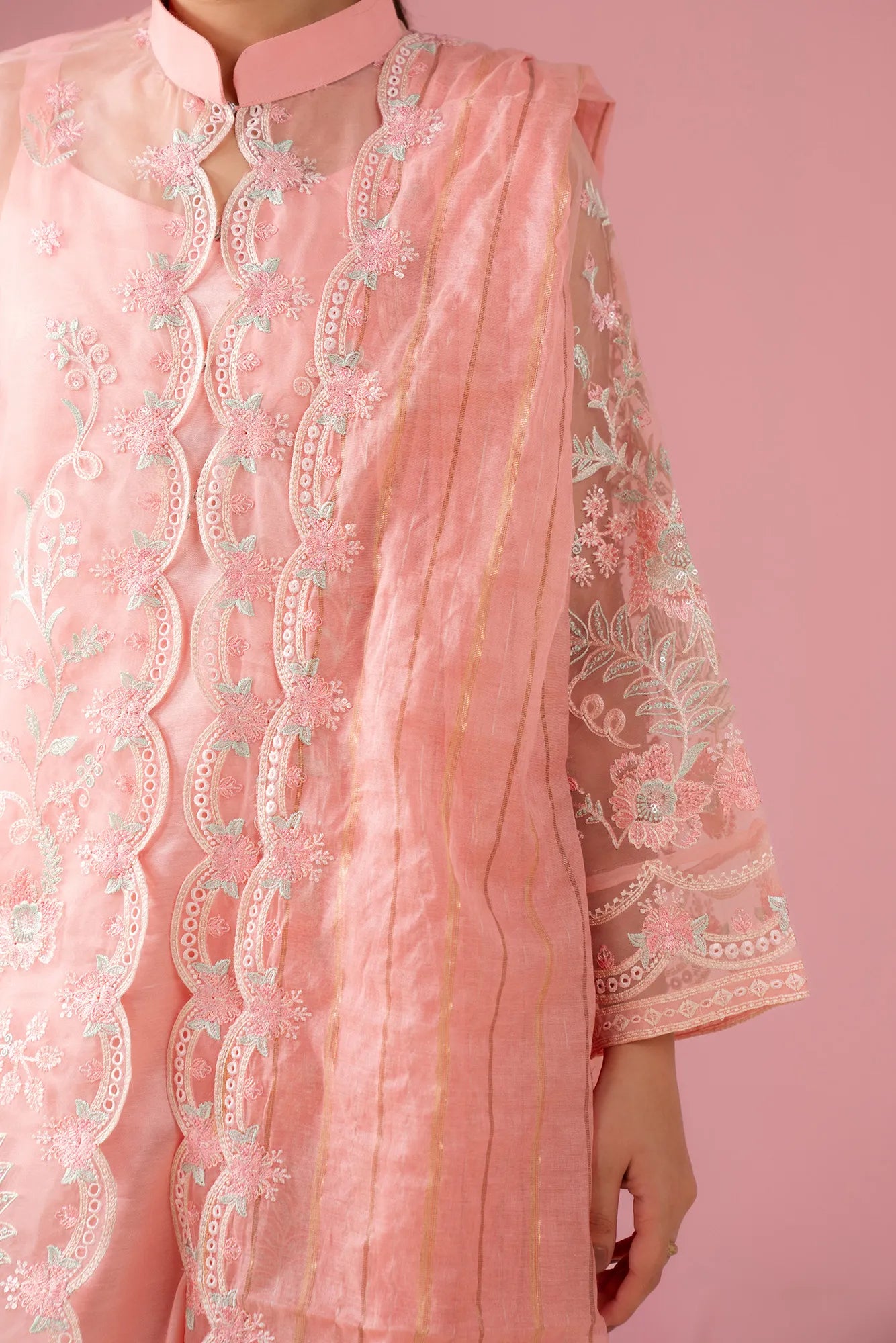 Elegant organza suit designs in Pakistan for formal events