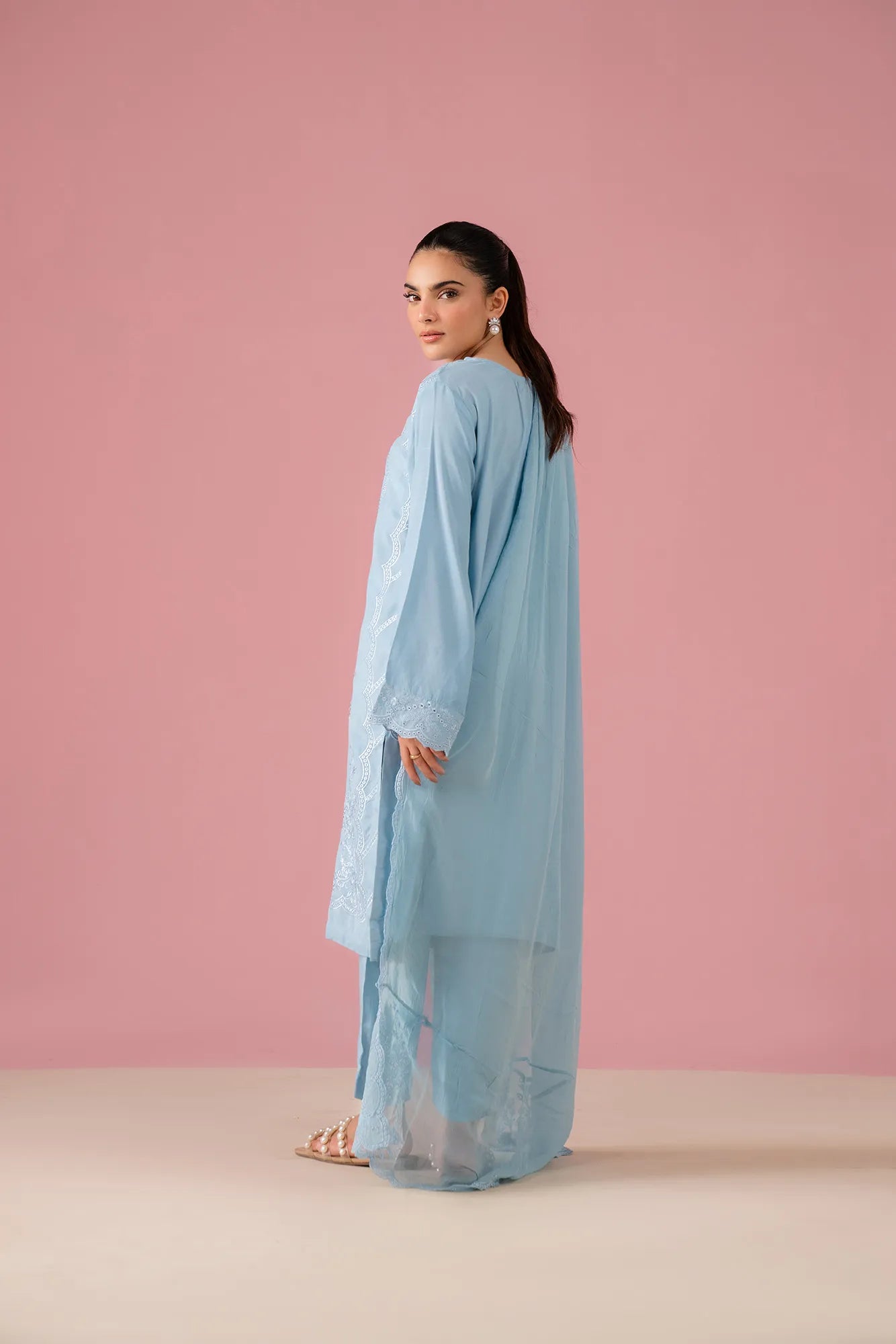 Elegant raw silk suit with embroidery perfect for festive wear