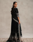 Elegant unstitched lawn suits online – black digital printed 2-piece with chiffon dupatta, trending ethnic wear for Pakistani ladies in USA & Middle East.