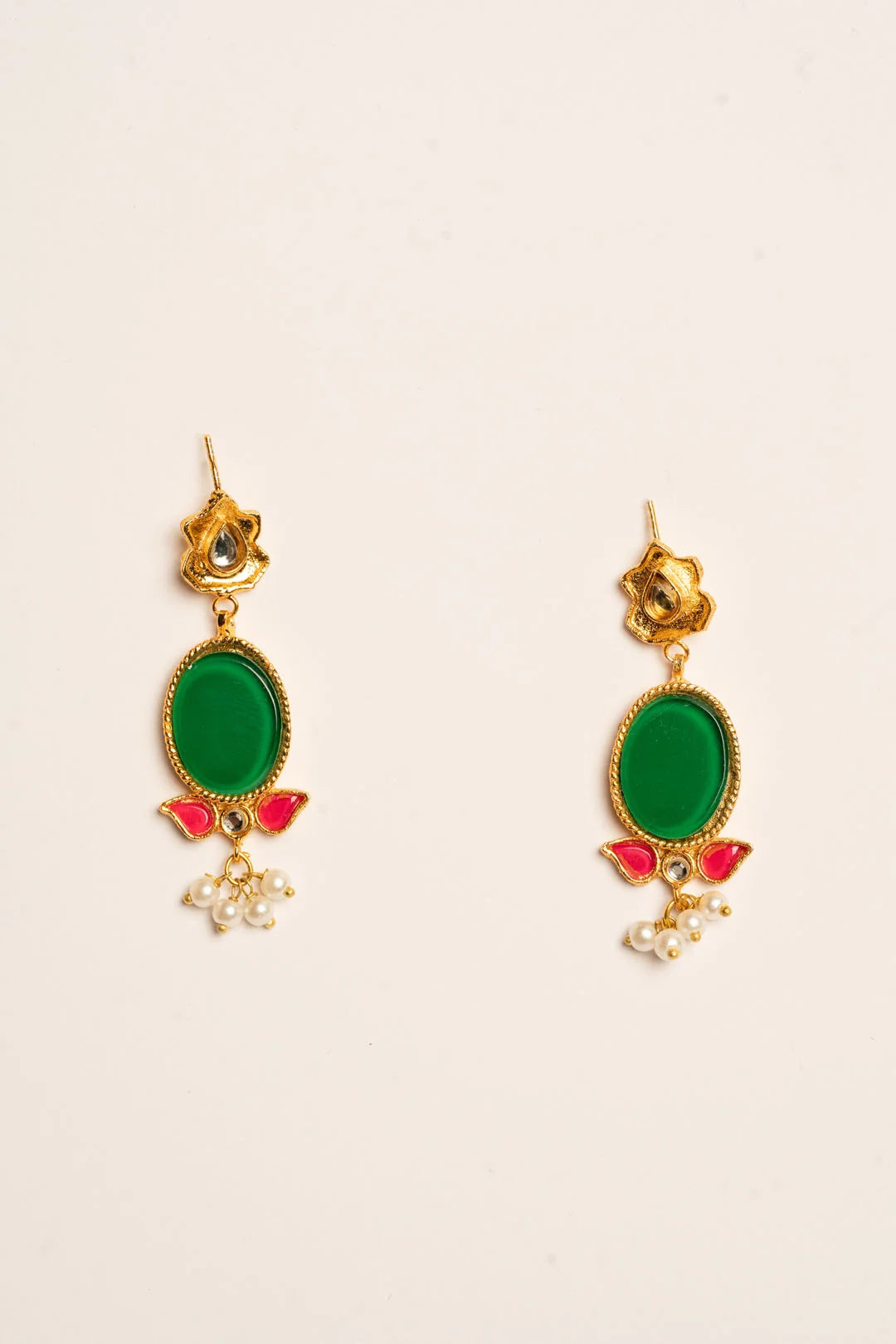 Emerald Kundan Drop Earring