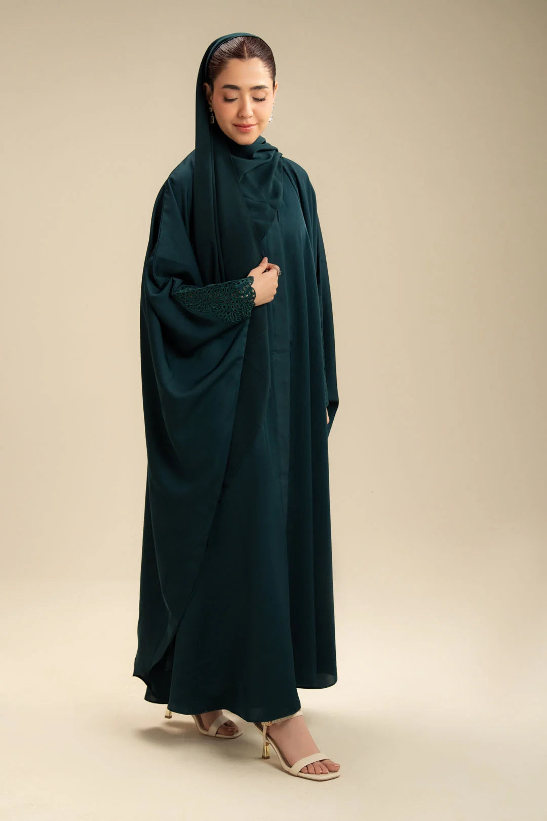 Emerald abaya for women – dark green embroidered colored abaya Beyond East Pakistan
