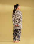 Fancy black and white linen dress for parties, new summer collection in Pakistan, stylish two-piece suit