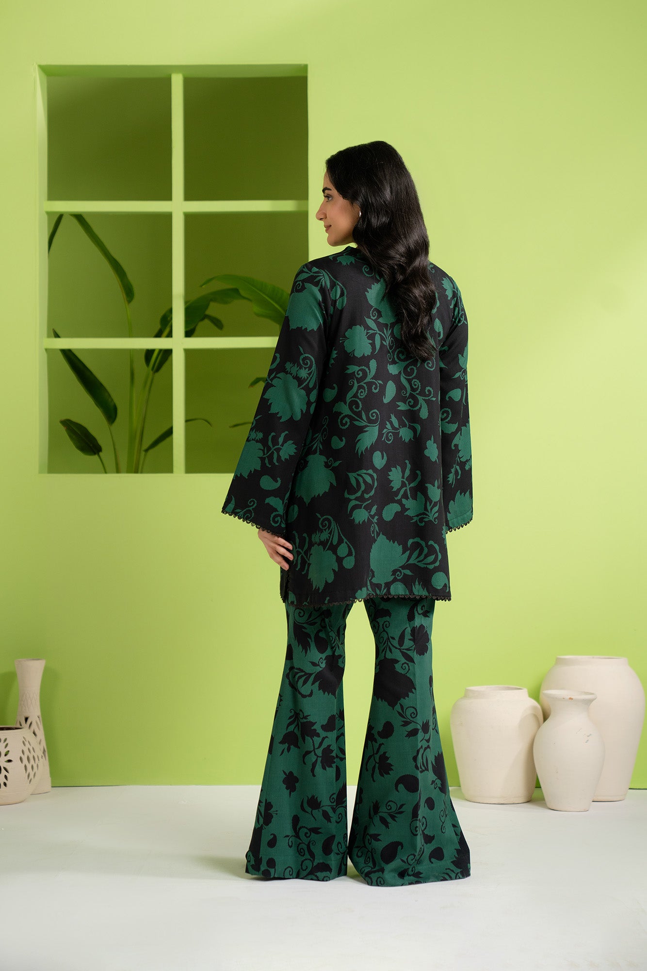 Fancy unstitched black linen dress material, 2 piece digital print suit, best for custom tailoring for parties in Pakistan