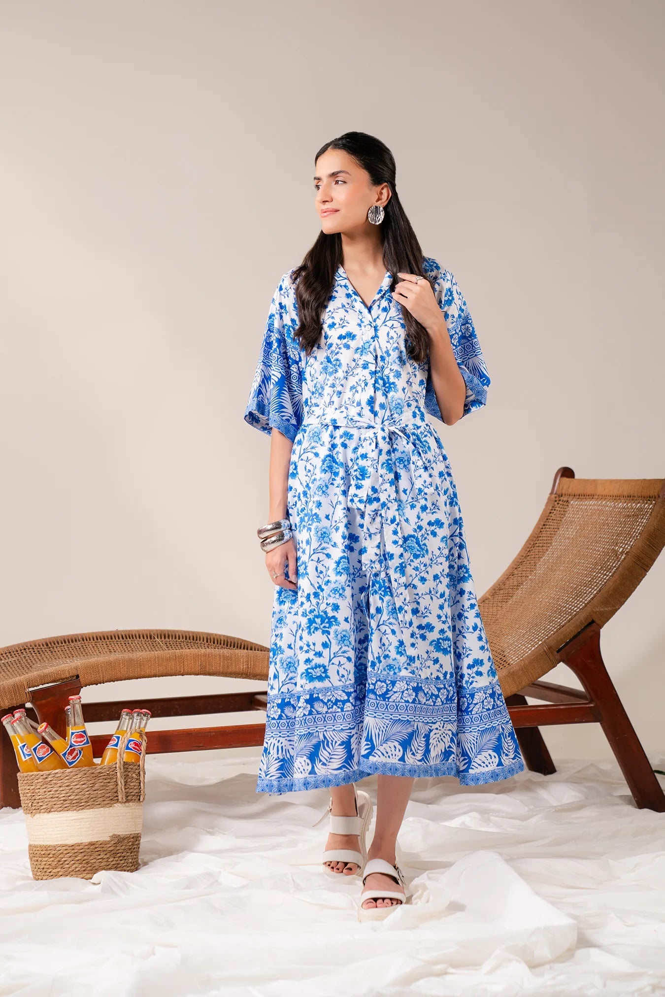 Frocks for Women – Summer Printed Lawn Shirt with Relaxed Fit and Ethnic Borders