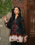 Full-length view of black ethnic printed ready-to-wear shirt