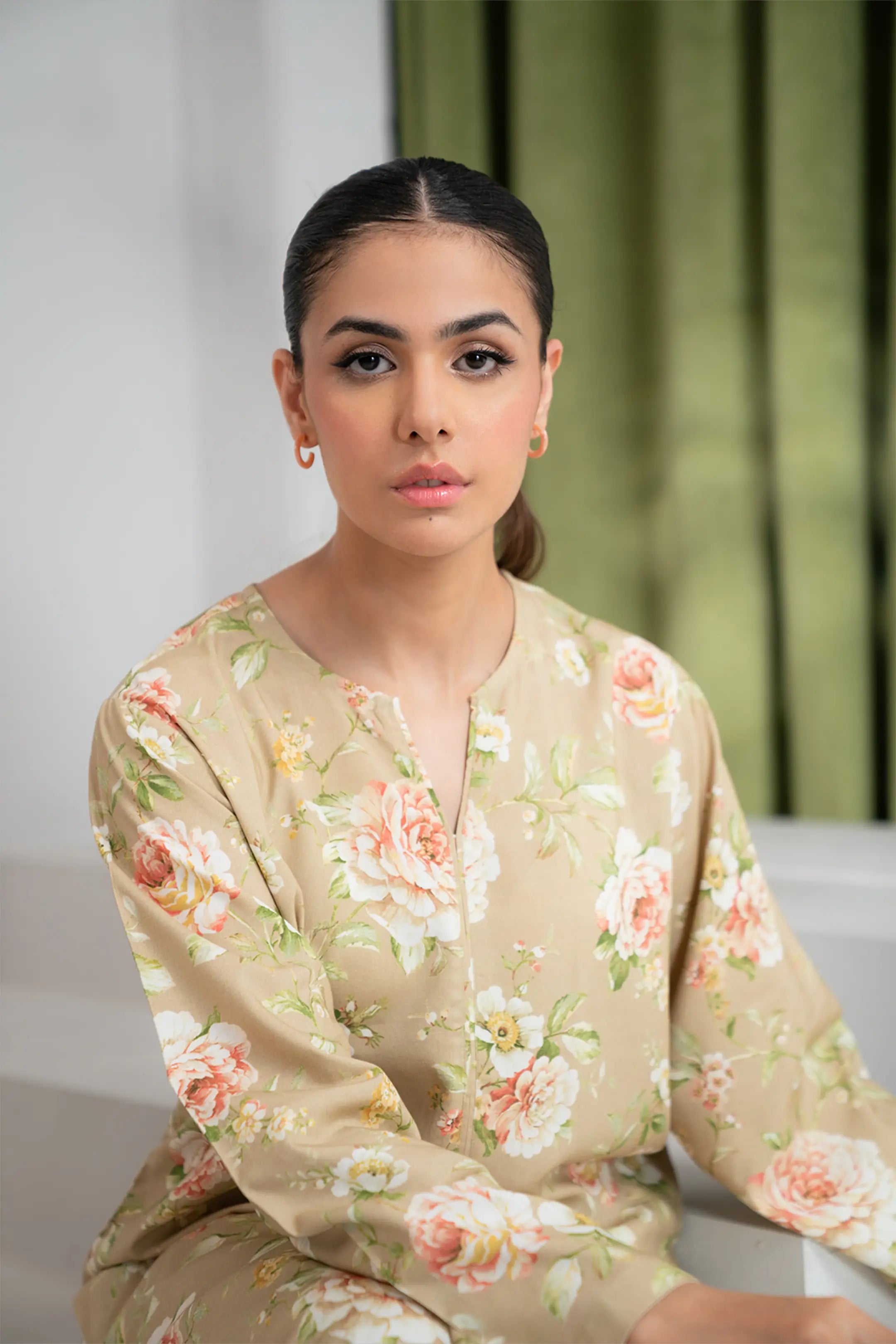 2 Piece Printed Linen Suit Pret Winter-24