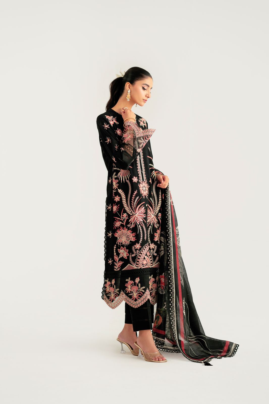 3 Piece Embroidered Khaddar Suit Unstitched Winter-24