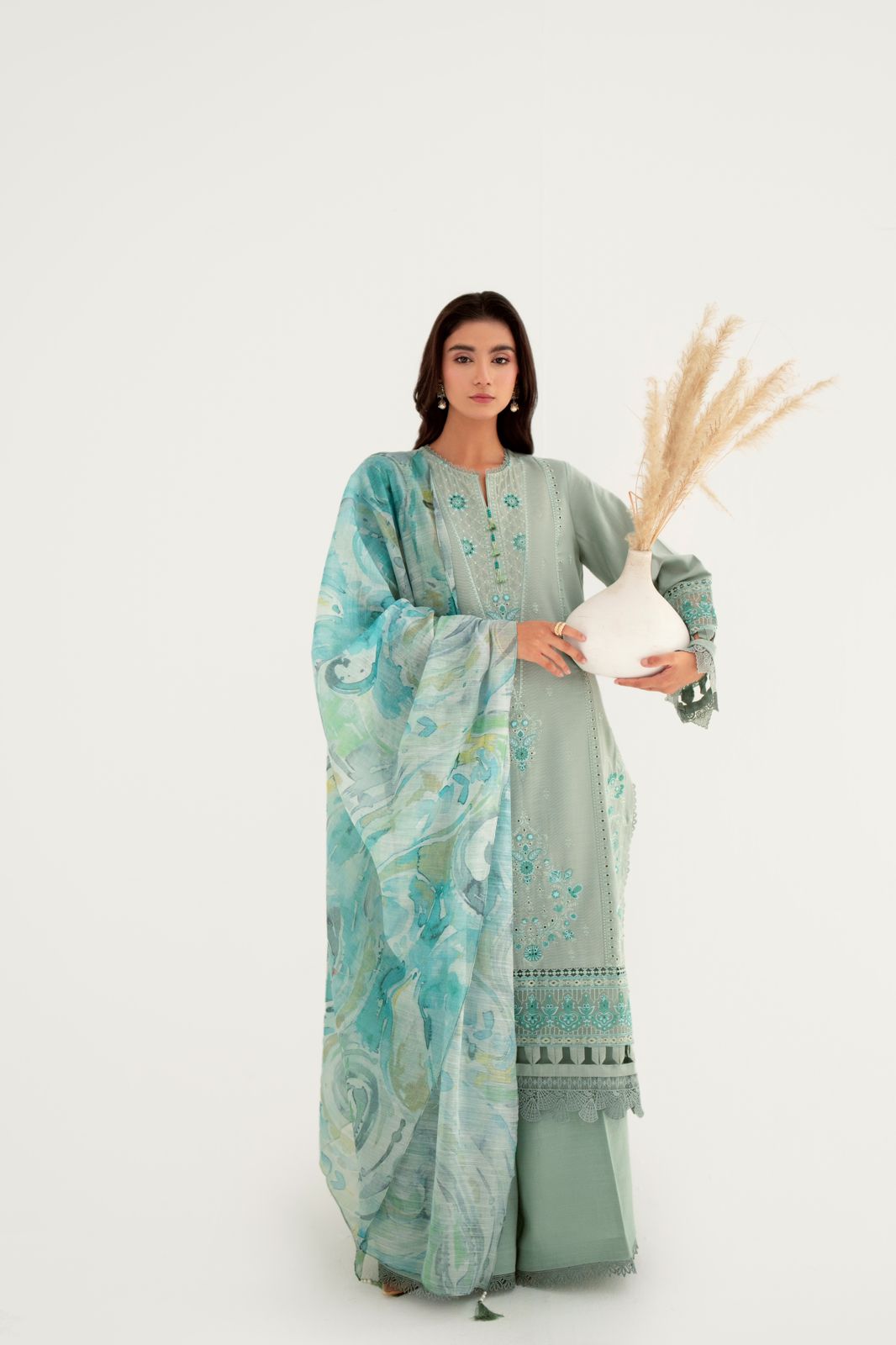 3 Piece Embroidered Khaddar Suit Unstitched Winter-24