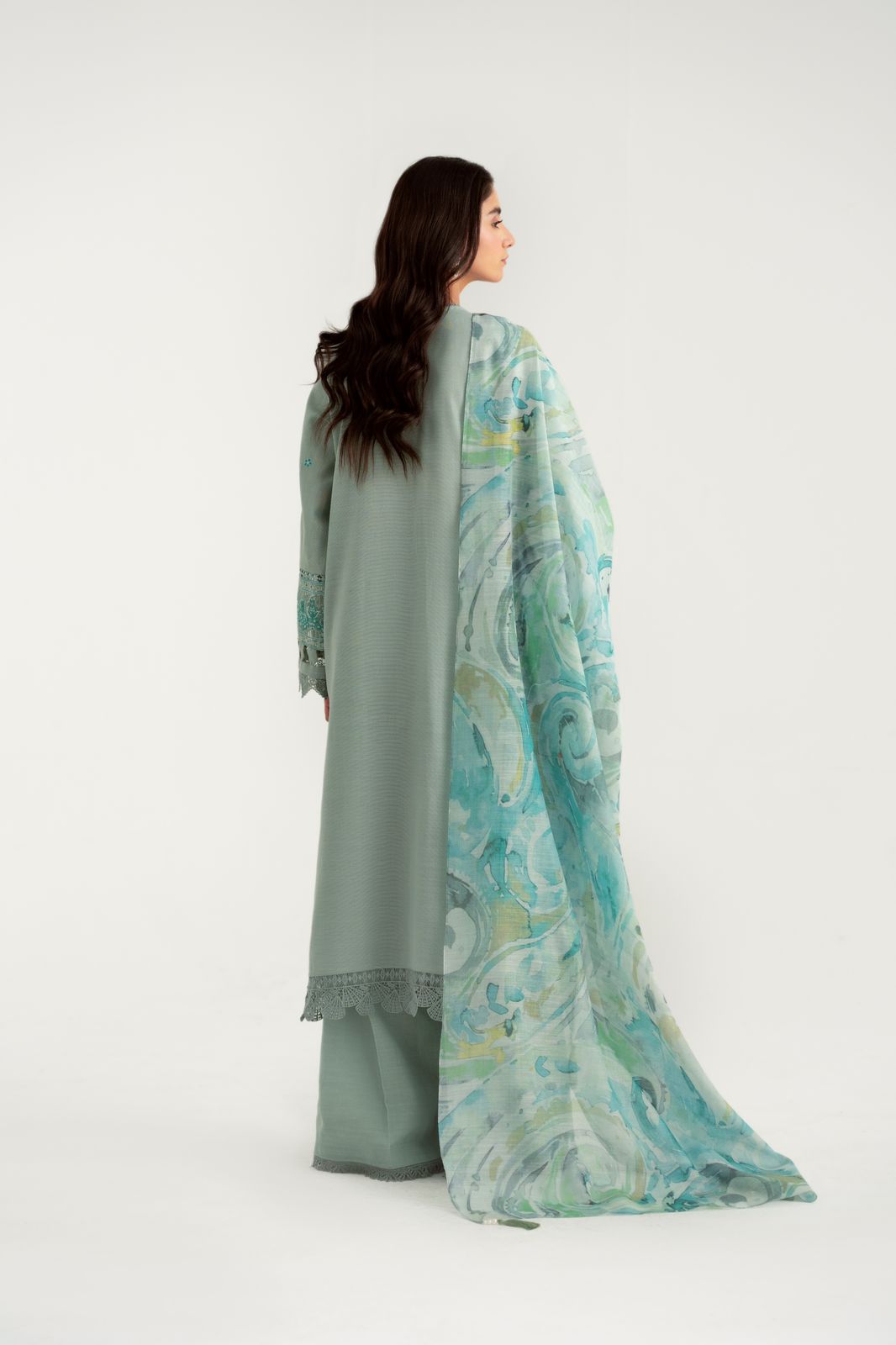 3 Piece Embroidered Khaddar Suit Unstitched Winter-24