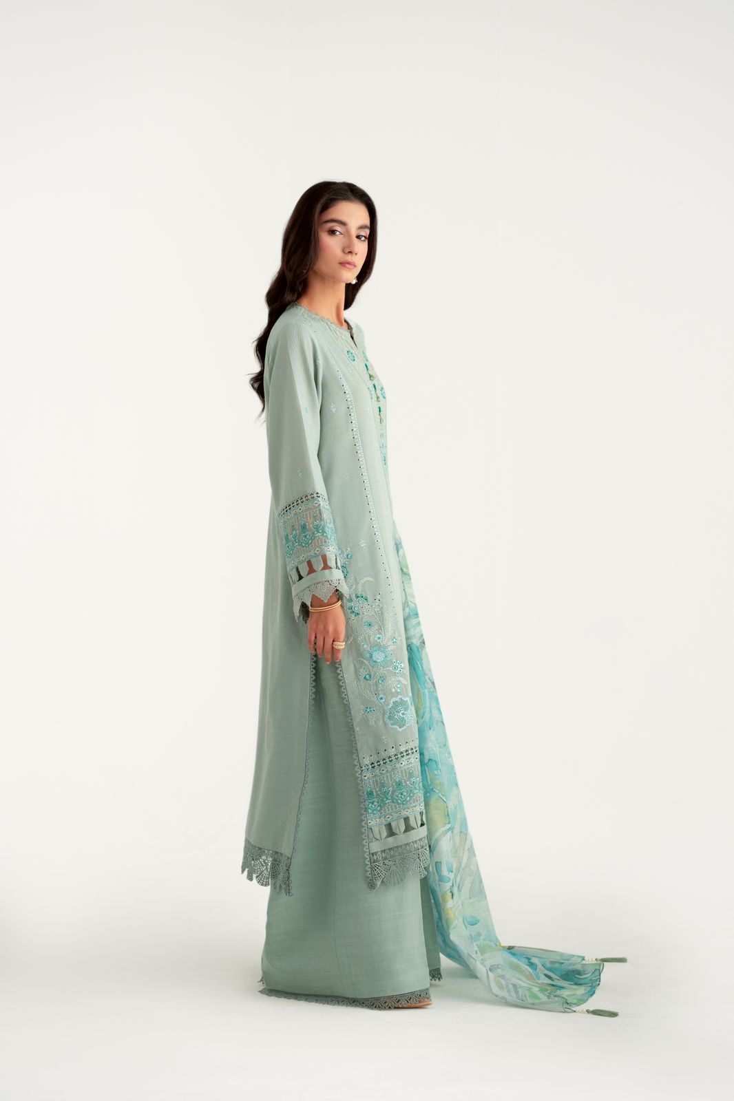 3 Piece Embroidered Khaddar Suit Unstitched Winter-24