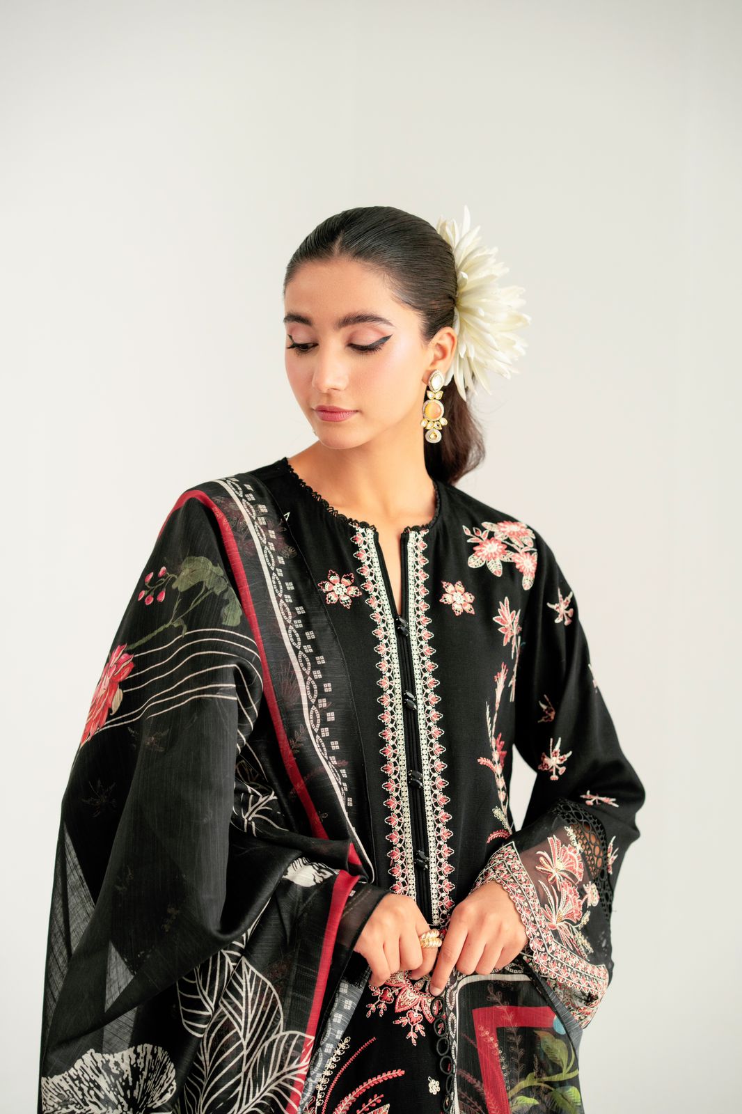 3 Piece Embroidered Khaddar Suit Unstitched Winter-24