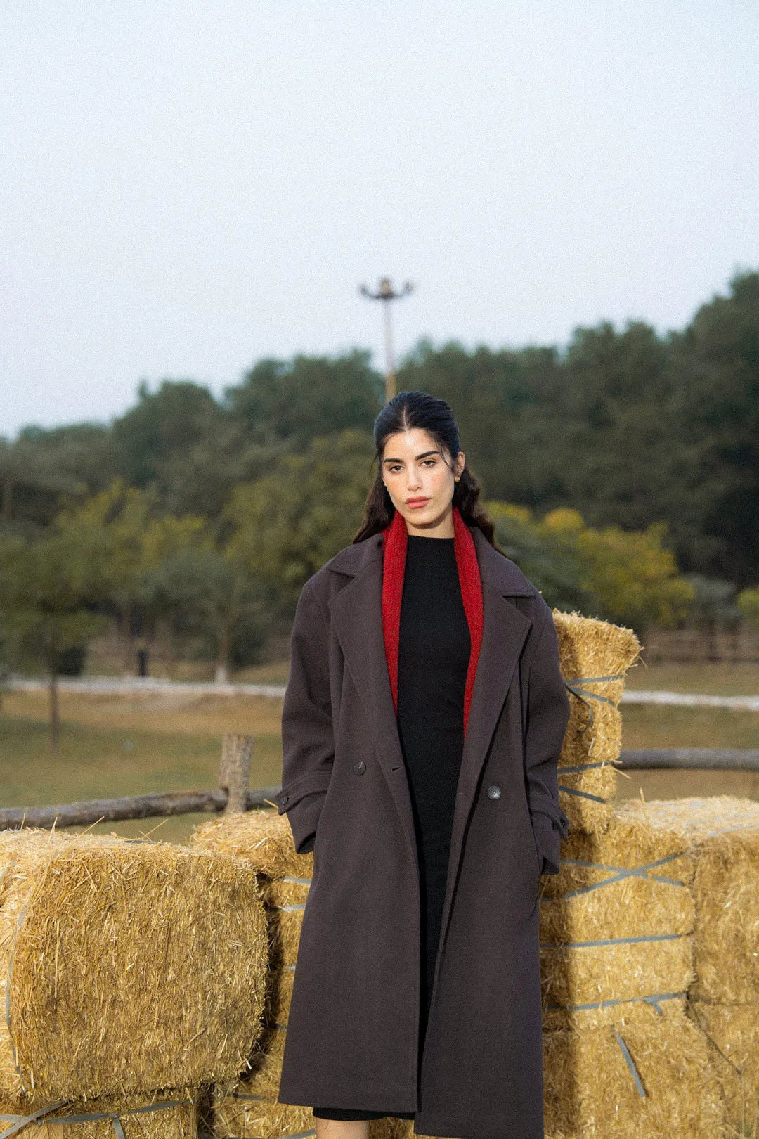 Dark Grey Long Coat Pret Fall - 25