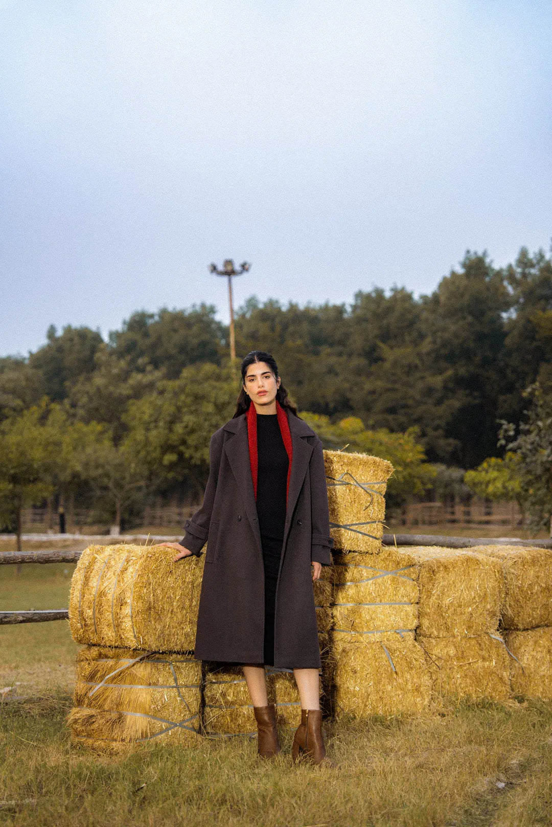 Dark Grey Long Coat Pret Fall - 25