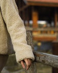 Beige Sherpa Fleece Jacket Pret Fall - 25