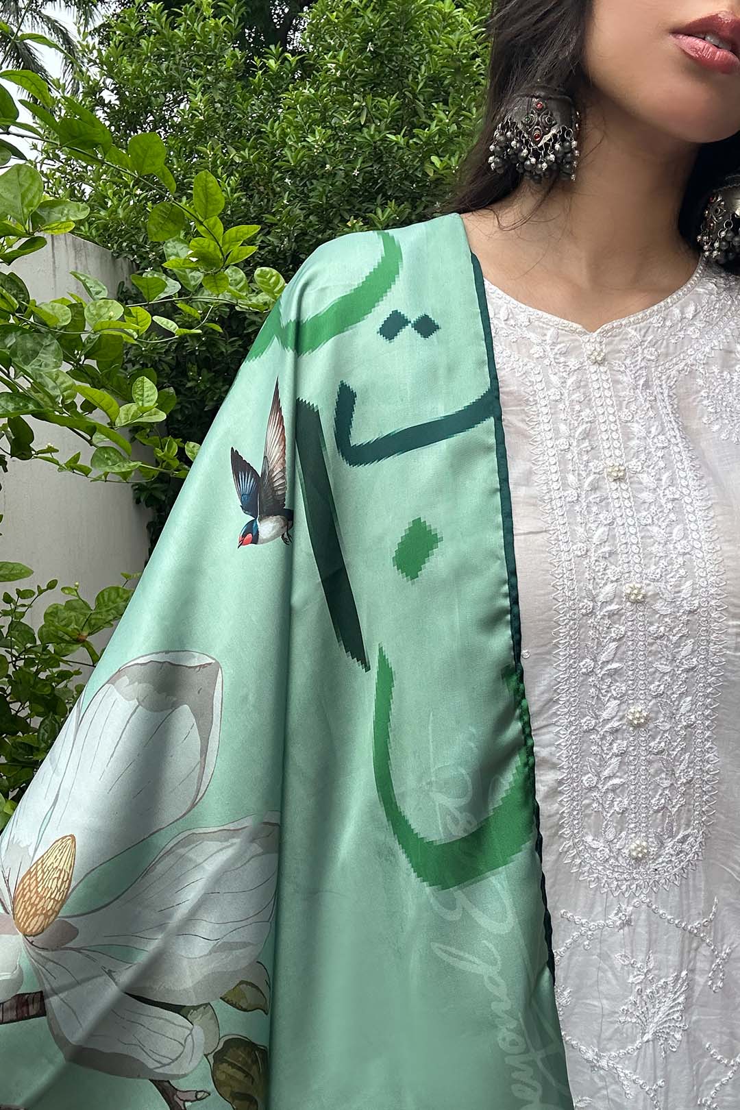 Green Silk Scarf Pret SS - 26