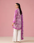 Islamabad 2 piece unstitched ladies suit – chic shk pink printed lawn dress with voile dupatta, graceful ethnic summer attire