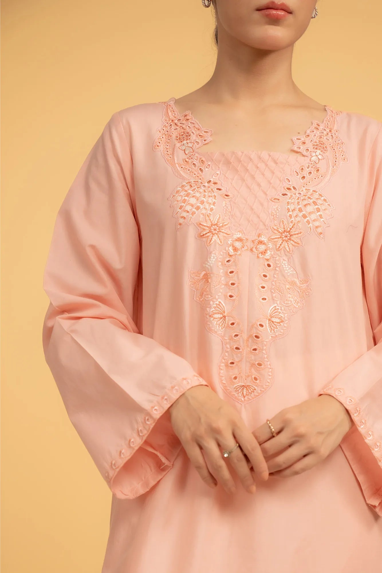 Ladies Embroidered Cambric Shirt Pret Winter - 25