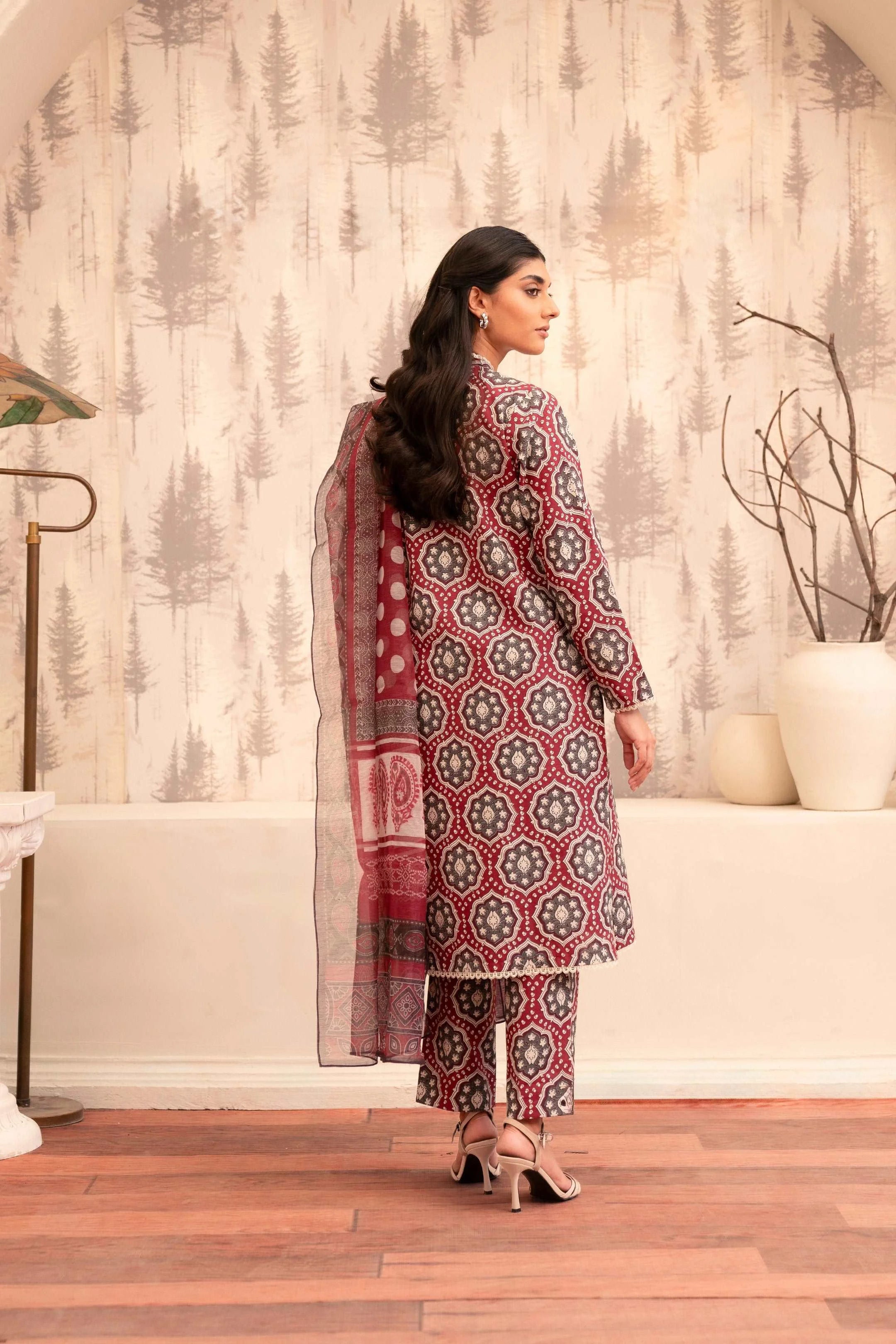 3 Piece Printed Khaddar Suit Pret Winter-24