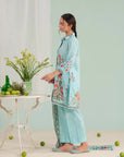 Lahore unstitched ladies suit – charming 3 piece lawn with digital print shirt, cambric trouser, and voile dupatta, perfect ethnic fashion for summer.

