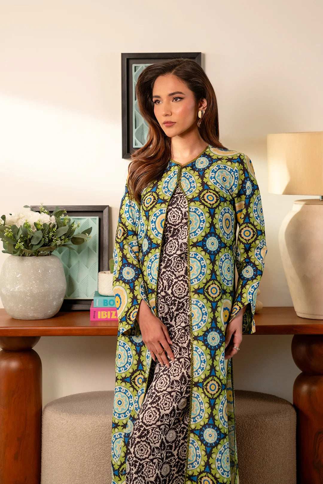 Latest digital printed cambric dress – unique geometric and floral combination in a stylish Pakistani suit.