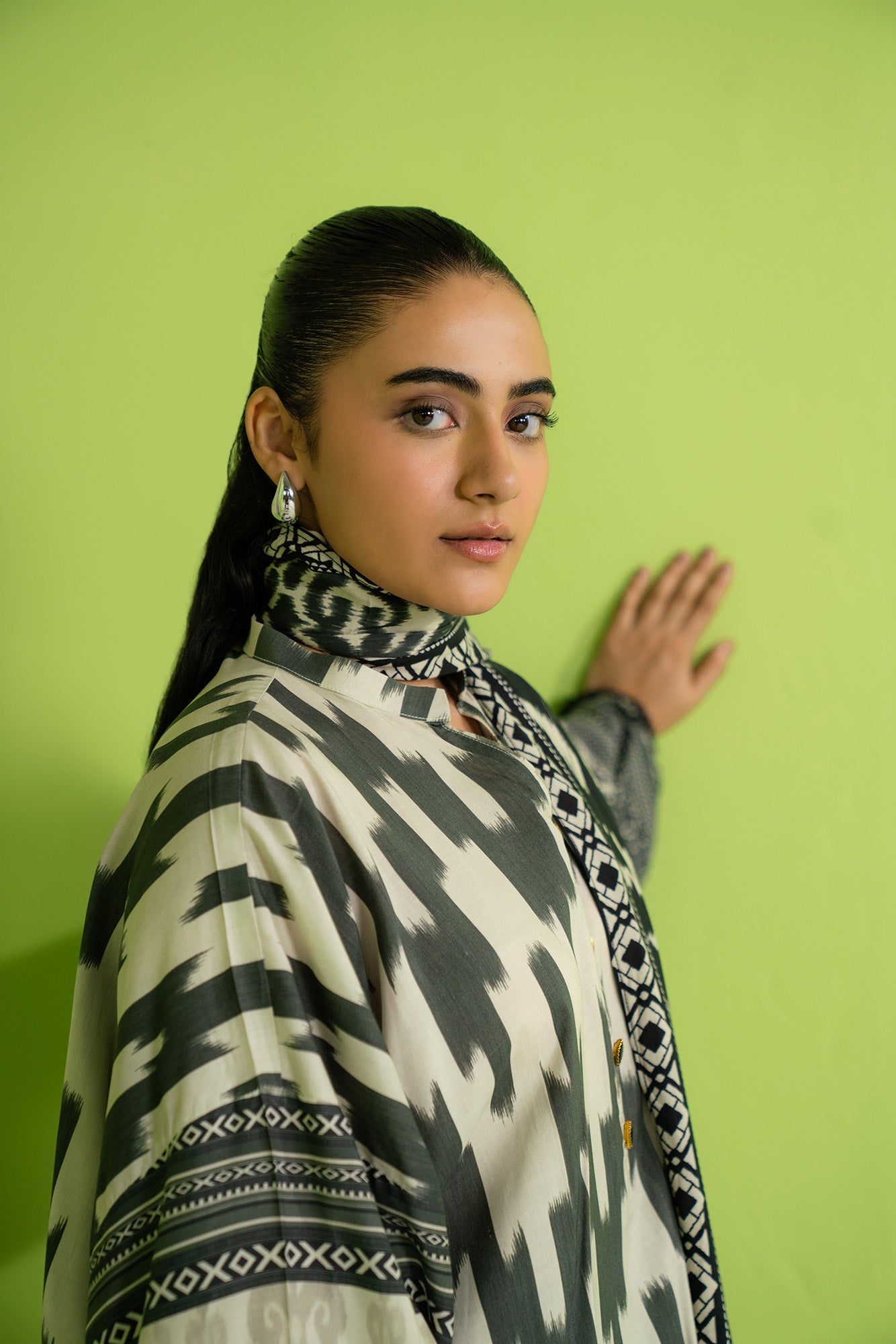 Latest unstitched linen fabric with a unique digital print, perfect for creating a stylish party or festive dress for Eid