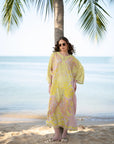 Lemon Yellow Printed Lawn Kaftan | Breezy Summer Pret