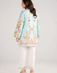 Light blue kurta back view Pakistan womens - printed cambric summer shirt mother daughter matching buy