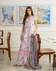 Light purple floral printed lawn suit back view 3 piece unstitched summer Pakistan Beyond East 2026
