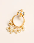  Lightweight gold Kundan hoop earrings beige background product photography Pakistani jewellery
